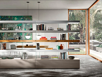 Секционный книжный шкаф из дерева LAGO AIR 0686 фабрика LAGO из Италии