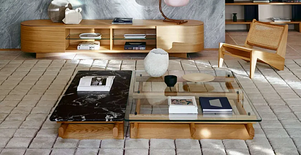 Низкий прямоугольный кофейный стол из мрамора CASSINA SENGU фабрика CASSINA из Италии. Фото №5