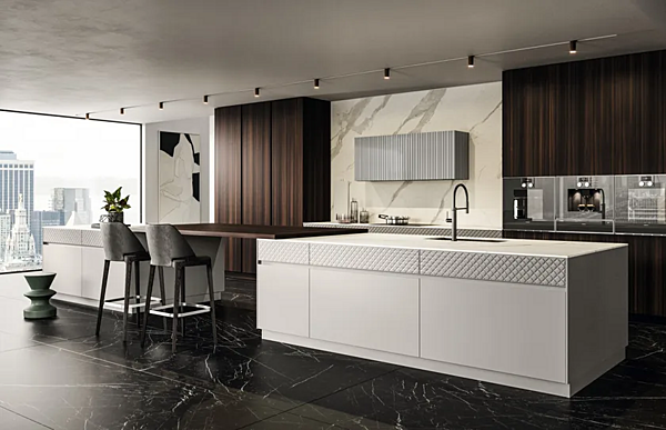 Деревянная встроенная кухня с островом без ручек ASTER CUCINE Pure Glam фабрика Aster Cucine из Италии. Фото №2