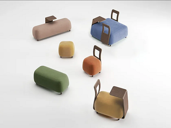 Обитая скамья с мягкой спинкой INNOVA Imbottiti Vice Versa Big Bench фабрика Innova Imbottiti из Италии. Фото №4