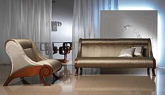 Диван с обитой спинкой из дерева зебрано CARPANELLI Glamour  DI06 фабрика CARPANELLI из Италии