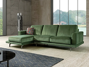 Диван с мягкой спинкой и шезлонгом из ткани MitoHome Glamour фабрика MitoHome из Италии