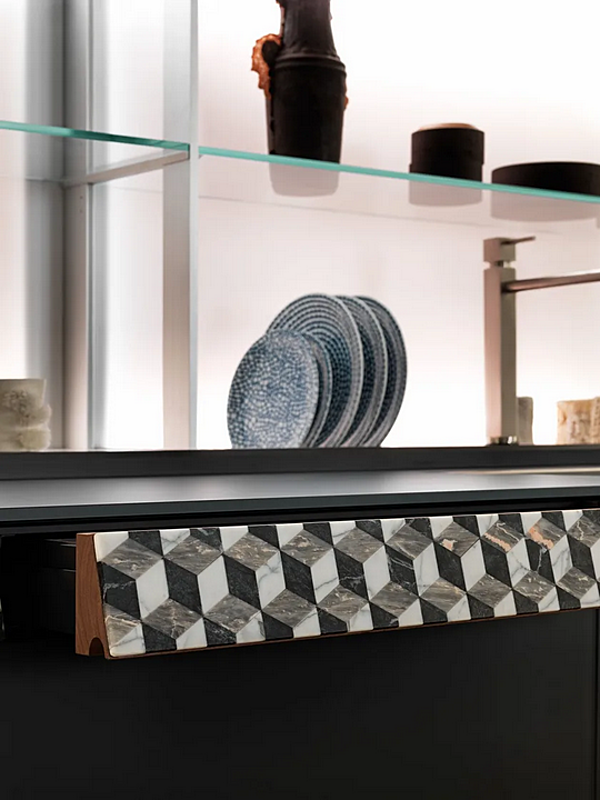 Кухня из матового сланцевого стекла с функцией V Motion VALCUCINE Genius Loci фабрика VALCUCINE из Италии. Фото №3