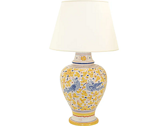 Керамическая настольная лампа арабеска желтая L_Antica Deruta AB / 566 / L / 50