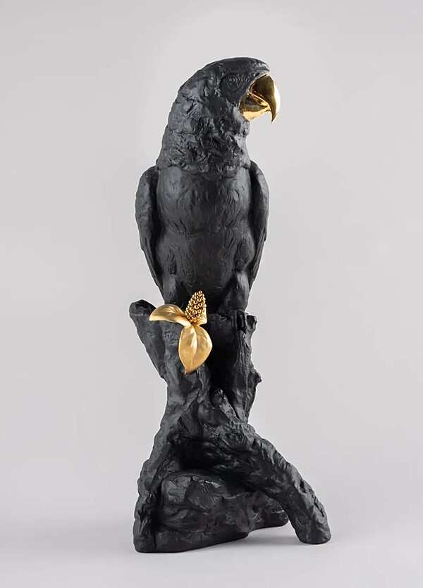 Скульптура LLADRO Macaw Bird Sculpture. Black-Gold. Limited Edition фабрика LLADRO из Италии. Фото №4