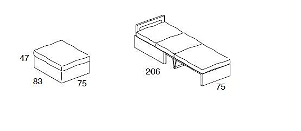 Тканевый пуф-кровать с съемным чехлом на молнии Duomo Design Zip фабрика Duomo Design из Италии. Фото №3