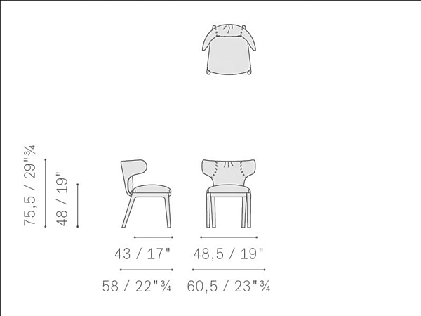 Стул с обитой спинкой из кожи POLTRONA FRAU The Collection фабрика POLTRONA FRAU из Италии. Фото №3
