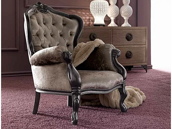 Кресло с подлокотниками из ткани CORTEZARI Gemma фабрика CORTE ZARI из Италии. Фото №2