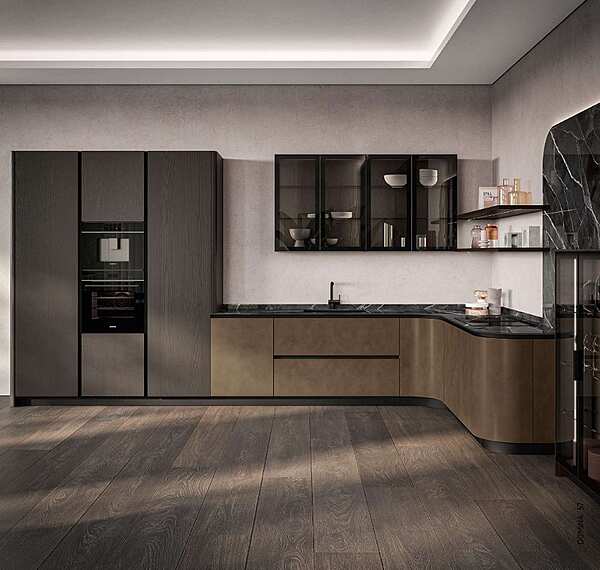 Современная кухня с островом ASTER CUCINE Domina  Olmo Cenere Opaco фабрика Aster Cucine из Италии. Фото №2