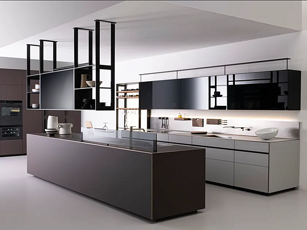 Кухня с островом без ручек из ламината шоколад VALCUCINE Riciclantica Outline фабрика VALCUCINE из Италии. Фото №2
