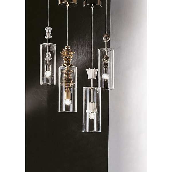 Люстра с хрустальной чашкой, фаянсом с платиновым покрытием и хромированной медью  SIGMA L2  7103 фабрика SIGMA L2 из Италии. Фото №3