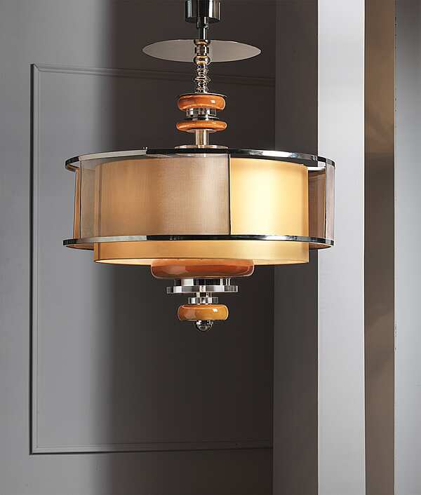 Люстра из латуни с эмалированной фаянсом и деталями из плексигласа  SIGMA L2  7294 фабрика SIGMA L2 из Италии. Фото №3