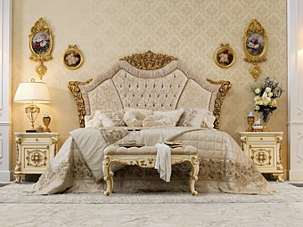 Двуспальная кровать с обитой спинкой MODENESE GASTONE 14218