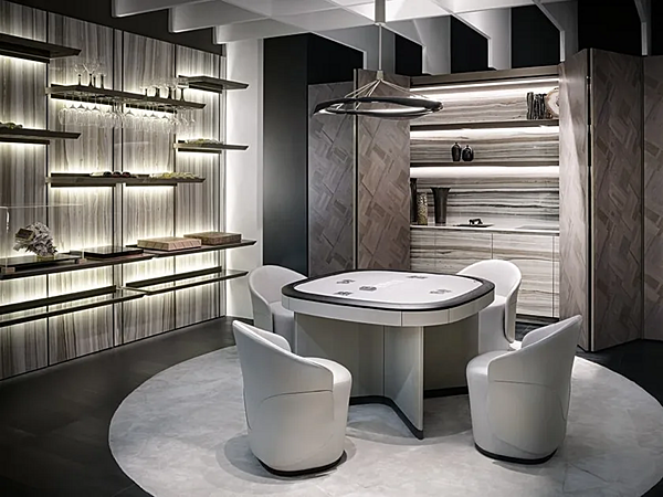 Квадратный игровой стол из кожи GIORGETTI FLAMINGO 73200 фабрика GIORGETTI из Италии. Фото №5