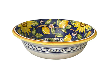 Керамичная раковина круглая одинарная Frutta e Fiori L_Antica Deruta BA/45/TLC/11