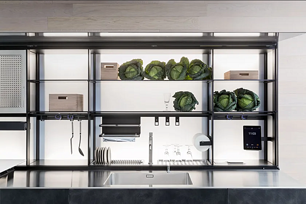 Кухня с островом из структурированного лака и стали VALCUCINE Artematica фабрика VALCUCINE из Италии. Фото №4