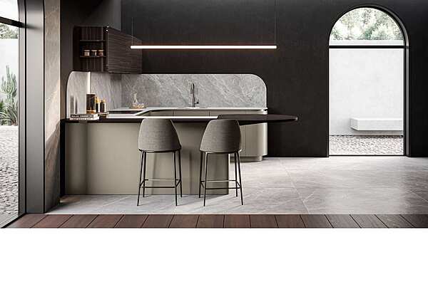 Современная кухня с островом ASTER CUCINE Domina Ebano Fusion Lucido фабрика Aster Cucine из Италии. Фото №3