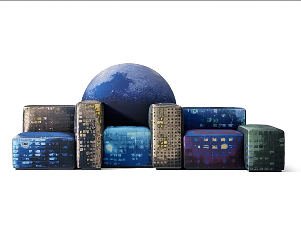 Секционный диван с мягкой спинкой из ткани Notturno CASSINA NY695244 фабрика CASSINA из Италии. Фото №1