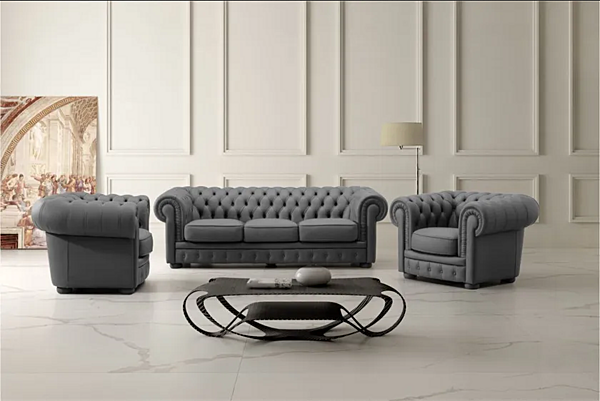 Диван с обитой спинкой из кожи MitoHome Chester фабрика MitoHome из Италии. Фото №2