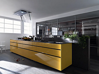 Стеклянная кухня с отделкой желтого цвета VALCUCINE Vitrum Terra фабрика VALCUCINE из Италии