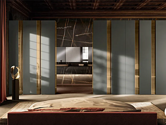 Секционный шкаф из дерева с зеркальными дверями LAGO Groove 1161 фабрика LAGO из Италии