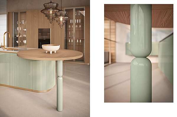 Современная кухня с островом ASTER CUCINE Domina Olmo Crudo Opaco фабрика Aster Cucine из Италии. Фото №5