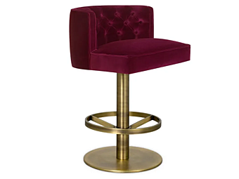 Барный стул с мягкой спинкой из бархата BRABBU  Bourbon II фабрика BRABBU из Италии
