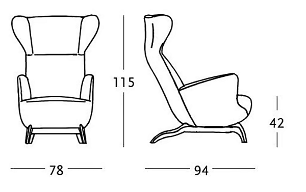 Кресло с обивкой из ткани или кожи ZANOTTA Ardea CM 882 фабрика ZANOTTA из Италии. Фото №5