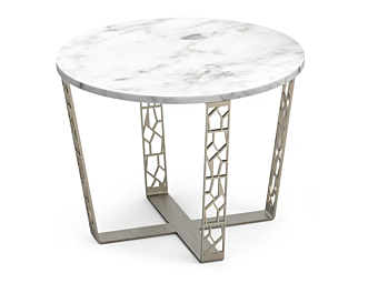 Кофейный столик с круглой мраморной столешницей из Carrara и металлическим основанием ALBEDO ARABESQUE фабрика ALBEDO из Италии