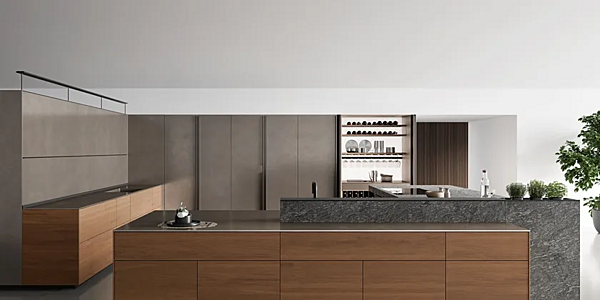 Кухня с фасадами из ореха с новой системой Logica VALCUCINE Artematica Tactile Hazelnut фабрика VALCUCINE из Италии. Фото №2