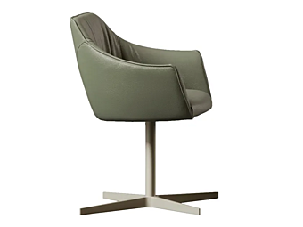 Кресло с подлокотниками из кожи на четырехспицевой базе Eforma ERA фабрика Eforma из Италии