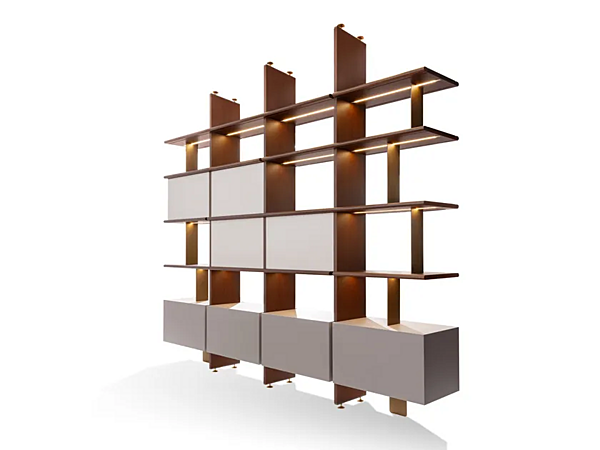 Деревянная книжная полка с встроенной подсветкой CARPANESE DUO XL M фабрика CARPANESE из Италии. Фото №7