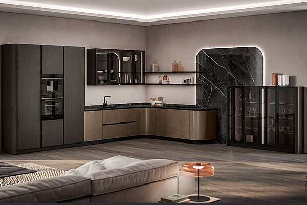 Современная кухня с островом ASTER CUCINE Domina  Olmo Cenere Opaco фабрика Aster Cucine из Италии. Фото №3