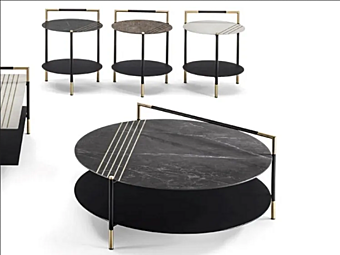 Круглый низкий кофейный столик из дерева Frigerio Kevin 16612 фабрика Frigerio из Италии