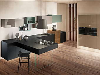 Кухня с островом из материала Fenix LAGO NTM 36E8 фабрика LAGO из Италии