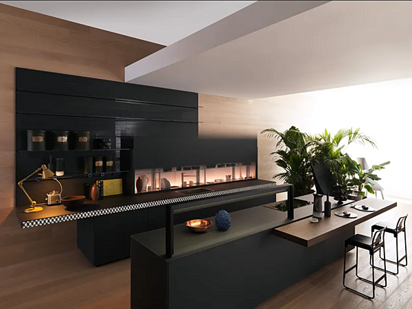 Кухня из матового сланцевого стекла с функцией V Motion VALCUCINE Genius Loci фабрика VALCUCINE из Италии. Фото №1