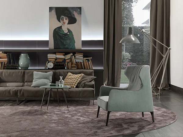 Кресло с подлокотниками из ткани Frigerio Crosby 13402 фабрика Frigerio из Италии. Фото №7