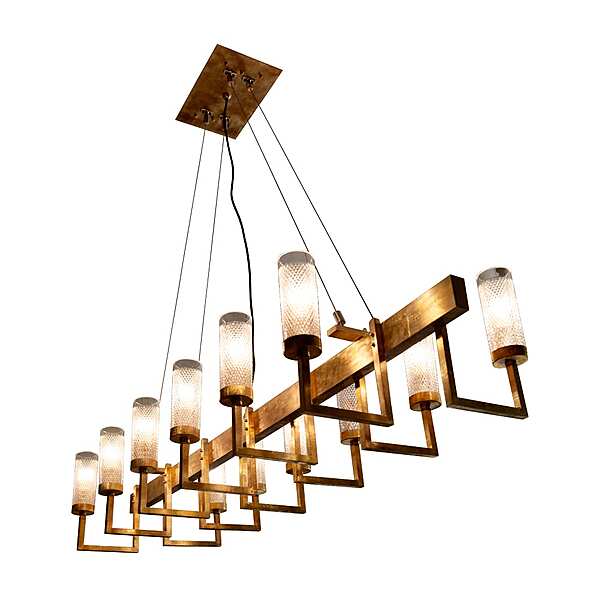 Ручная гравировка латунная люстра "эффект ткани" с гранеными хрустальными чашками ручной работы  SIGMA L2 7239 фабрика SIGMA L2 из Италии. Фото №1