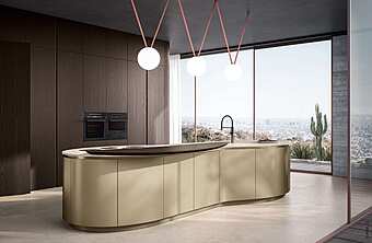 Современная кухня с островом ASTER CUCINE Domina Olmo Brown Opaco