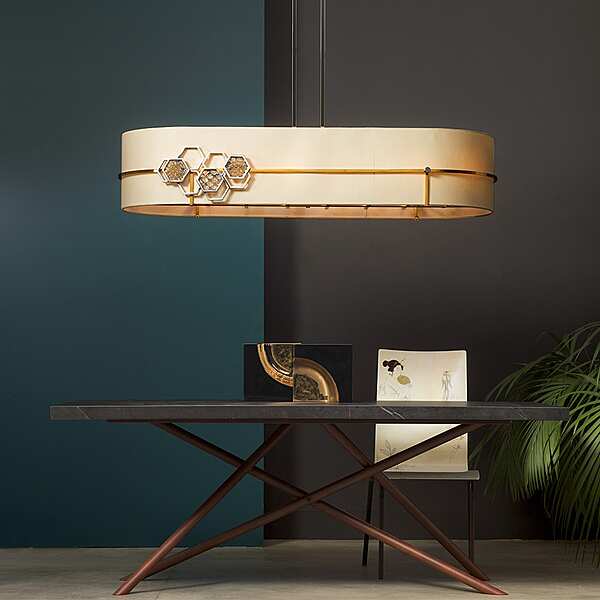 Овальная латунная люстра с отделкой из коричневого золота и матового никеля с аппликациями из стекла ручной работы  SIGMA L2  7285 фабрика SIGMA L2 из Италии. Фото №2