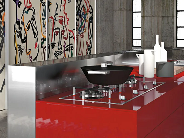 Кухня с декорированным стеклом из коллекции VALCUCINE Vitrum Arte фабрика VALCUCINE из Италии. Фото №3