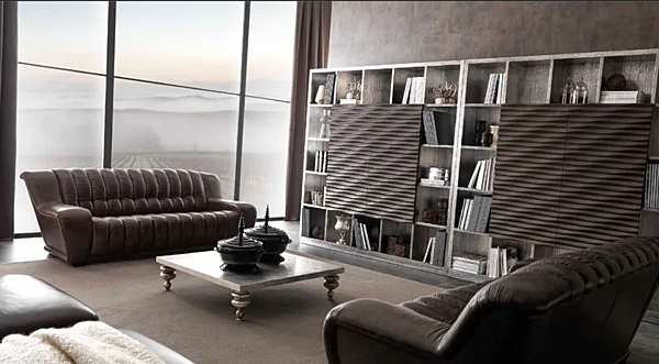 Книжный шкаф из дерева с серебряным листом CORTEZARI Ebon Silver Leaf 536 фабрика CORTE ZARI из Италии. Фото №2