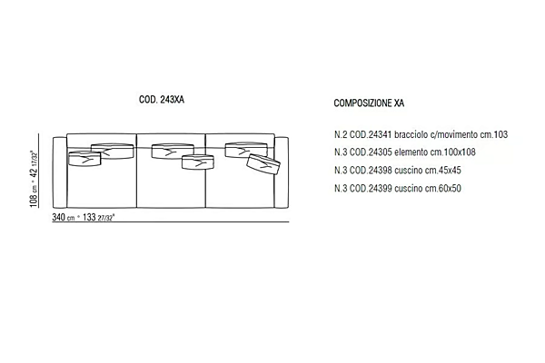 Диван с мягкой спинкой на три места из ткани FLEXFORM NEWBRIDGE фабрика FLEXFORM из Италии. Фото №5