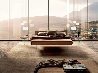 Двуспальная кровать с обитой спинкой AIR LAGO KR535 фабрика LAGO из Италии