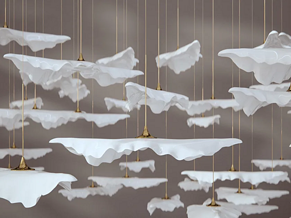 Подвесная лампа из фарфора с LED подсветкой листья ручная работа HABERDASHERY Leaf фабрика HABERDASHERY из Италии. Фото №8
