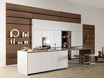 Кухня без ручек из матового лака ледяного белого цвета VALCUCINE Forma Mentis Кухня без ручек из матового лака ледяного белого цвета VALCUCINE Forma Mentis фабрика VALCUCINE из Италии