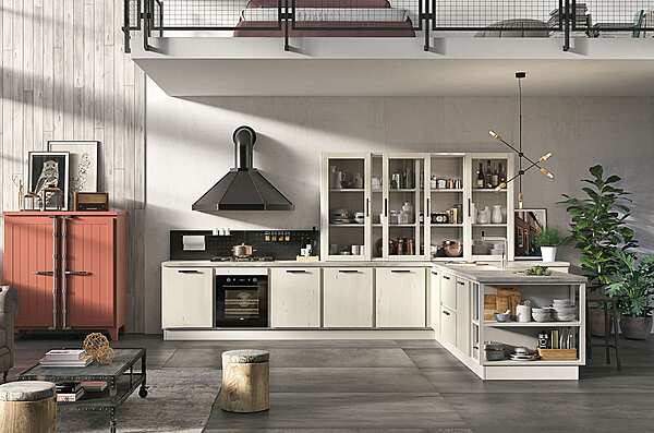 Кухня с полуостровом из материала LUBE CUCINE Provenza 10 фабрика LUBE CUCINE из Италии. Фото №1