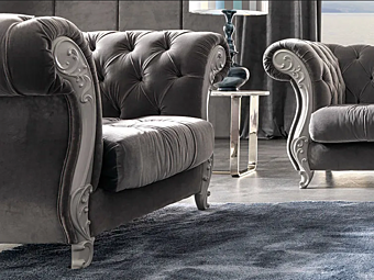 Кресло с обитой спинкой из ткани CORTEZARI Gabriel 732 фабрика CORTE ZARI из Италии