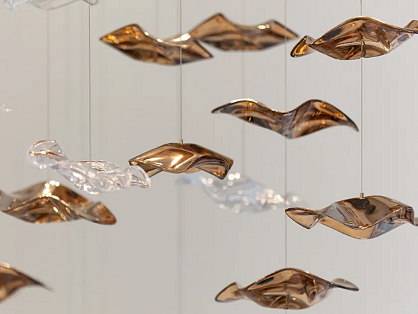 Светильник подвесной из стекла с LED подсветкой HABERDASHERY Sand & Sea . Cascading Wave фабрика HABERDASHERY из Италии. Фото №4