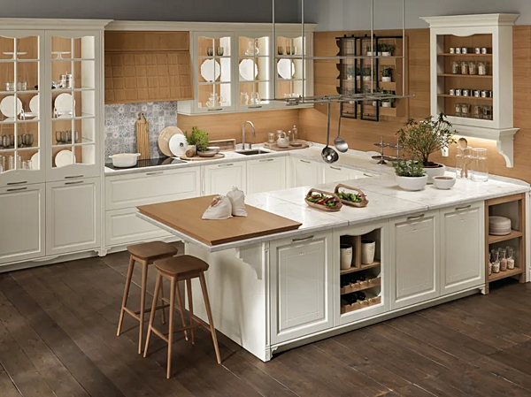 Кухня с островом из материала ASTER CUCINE  Portrait BIANCO фабрика Aster Cucine из Италии. Фото №1